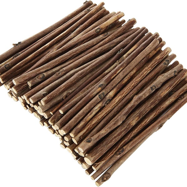 300pcs Wood Sticks for Crafts 4”, Birch Wood Sticks, Wood Log Sticks, Craft Twigs Sticks for DIY Crafts Photo Props School Projects