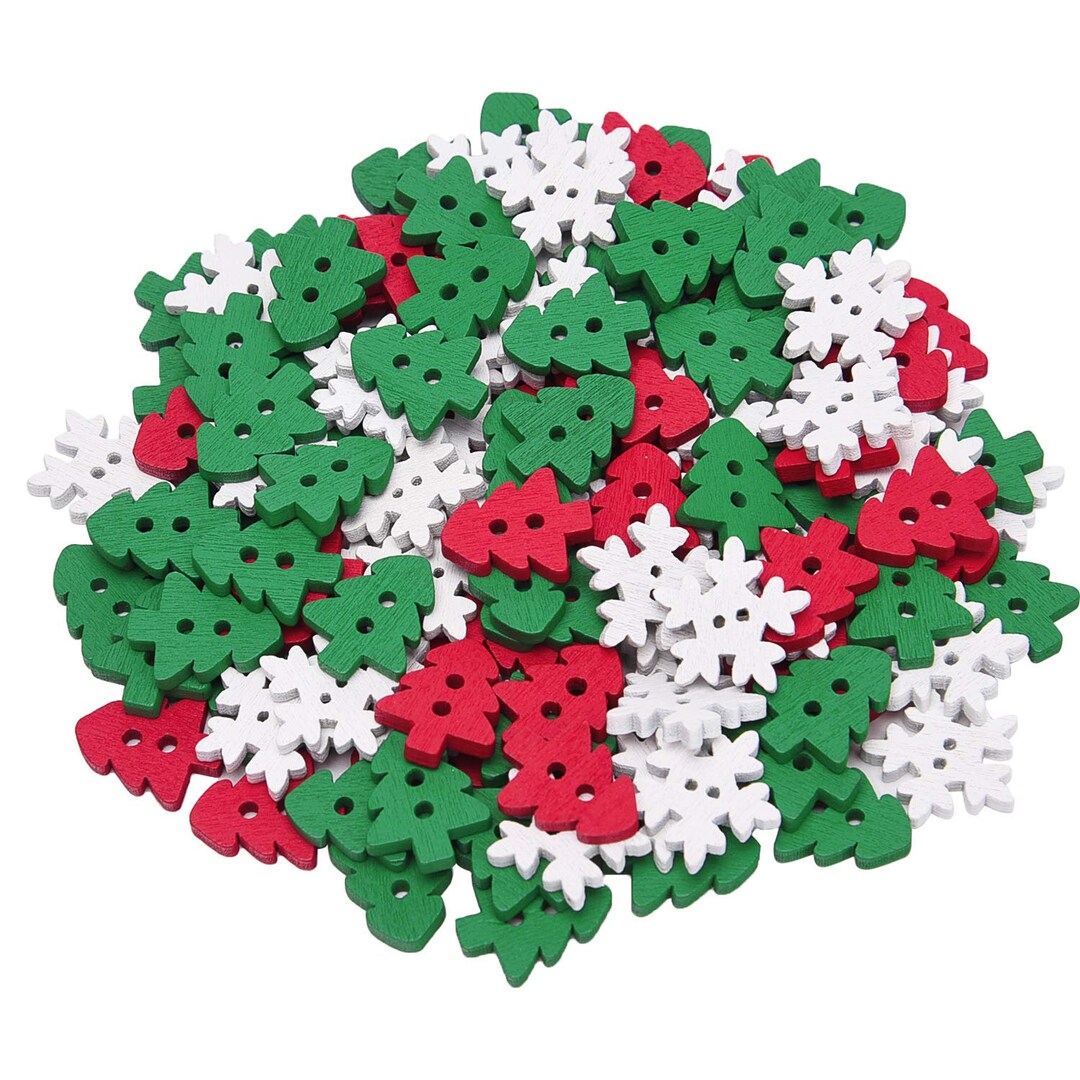 150 Pieces Christmas Wooden Buttons Sewing Snowflake Button With 2 - Etsy