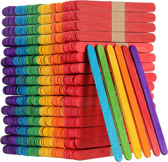 Colored Popsicle Sticks for Crafts, 1800 PCS 4.5 Inches Natural