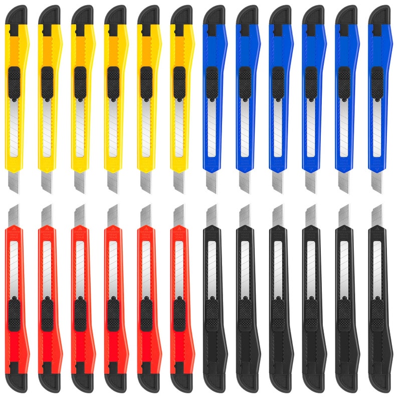 24 Pack Box Cutters Bulk 9mm Wide Blade Cutter Utility Knife