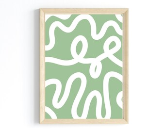 abstract printable wall art | maximalist poster | mid century art | modern abstract art | sage green line art