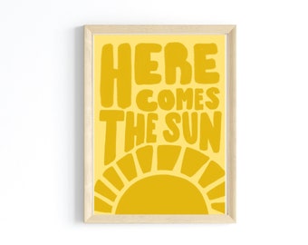 affiche du soleil boho | impression numérique boho moderne | voici le soleil imprimable | esthétique jaune art mural