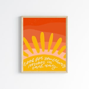 Positive quote print, boho sun wall art, stay positive teen girl bedroom decor, look for the positive motivating quote
