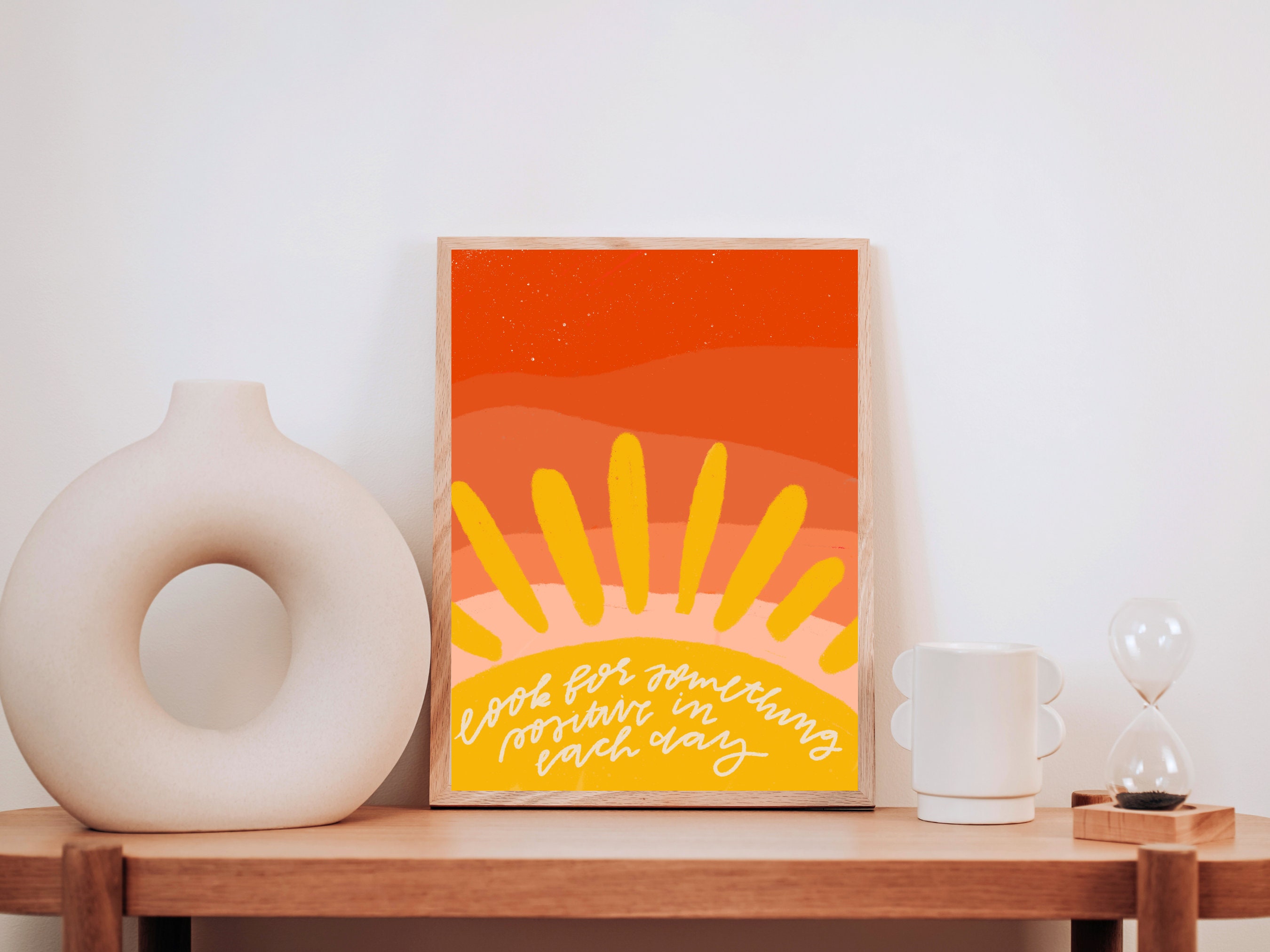 Positive Sun Positive Quote Print, Boho Sun Wall Art, Stay Positive Teen Girl ...
