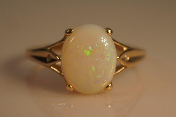 Exceptional 9ct Genuine Opal & Diamond Ring - image 1