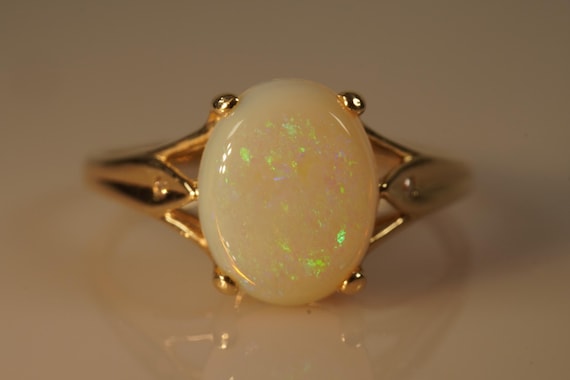 Exceptional 9ct Genuine Opal & Diamond Ring - image 2