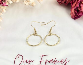 Gold Round wedding and funeral flower memorial earrings keepsake jewelry wedding flower personalized earring  sympathy loss of father gift