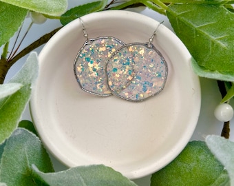 Large Sparkle earring iridescent resin earring handmade earring dangle unique gift hypoallergenic earring hooks unique earring gift for her