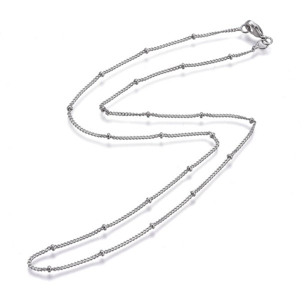 Platinum Plated Saturn Chain Necklace simple chain pendant silver knot necklace chain lobster claw clasp delicate silver ball necklace chain