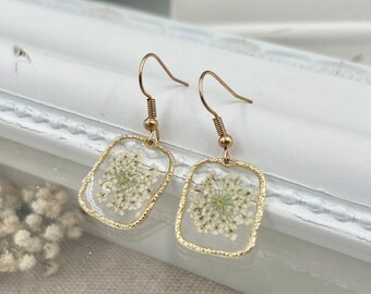 White Queen Annes Lace Earring Flower Gift for Bridesmaids Gift Earring Dangle Handmade Flower Earring Jewelry Wedding Day Earring Gift Set