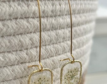 White Queen Annes Lace Earring Flower Gift for Bridesmaids Gift Earring Dangle Handmade Flower Earring Jewelry Wedding Day Earring Gift Set