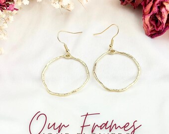 Gold Round wedding and funeral flower memorial earrings keepsake jewelry wedding flower personalized earring sympathy loss of father gift
