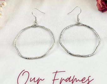 Silver Round wedding and funeral flower memorial earrings keepsake jewelry wedding flower earring  sympathy loss of father gift loss