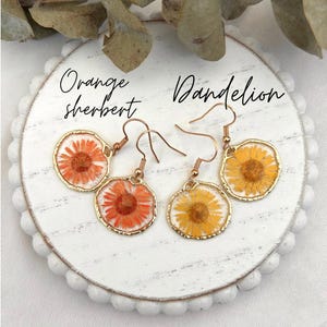 Pressed Flower Earring Resin Jewelry Handmade Design Gold Rim Botanical Accessory Lightweight Dangle Nature Inspired Unique Gift image 7