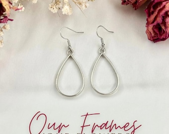 Silver Teardrop wedding and funeral flower memorial earring keepsake jewelry wedding flower earring for funeral sympathy loss of father gift