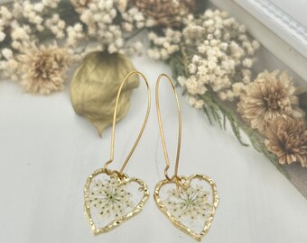 White Queen Annes Lace Earring Flower Gift for Bridesmaids Gift Earring Dangle Handmade Flower Earring Jewelry Wedding Day Earring Gift Set