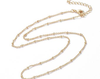 Gold Saturn Chain Necklace Gift for Her Favorite Jewelry Floral Pendant Lobster Clasp Dainty Design Minimalist Style Mustard Seed Necklace