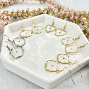 Mustard Seed Earring Faith Jewelry Christian Gift Idea Valentine Day Present Biblical Inspiration Hope Symbol Resin Design Window Shape Gold image 7