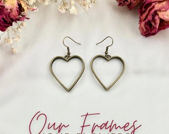 Bronze Heart wedding and funeral flower memorial earrings keepsake jewelry wedding flower personalized earrings sympathy loss of father gift