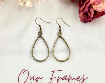 Bronze Teardrop wedding and funeral flower memorial earrings keepsake jewelry wedding flower earrings sympathy loss of father gift