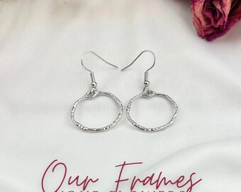 Silver Round wedding and funeral flower memorial earrings keepsake jewelry wedding flower earring for sympathy loss of father gift