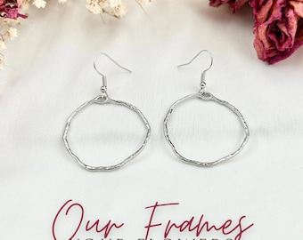 Silver Round wedding and funeral flower memorial earrings keepsake jewelry wedding flower personalized earring  sympathy loss of father gift