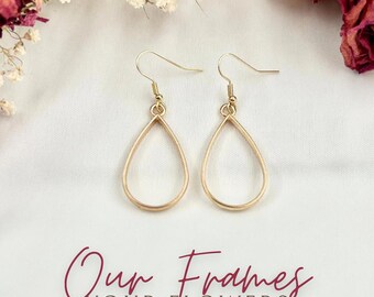 Gold Teardrop wedding and funeral flower memorial earring keepsake jewelry wedding flower personalized earring  sympathy loss of father gift