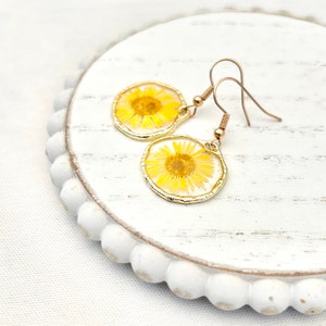 Dandelion Pressed Flower Resin Jewelry Earring Pressed Flower Earring Hypoallergenic Hooks Gift for Her Earring Unique Resin Earring Dangle