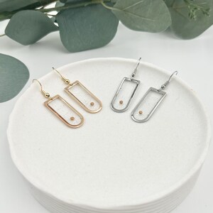 Mustard Seed Earring Faith Jewelry Christian Gift Idea Valentine Day Present Biblical Inspiration Hope Symbol Resin Design Window Shape Gold image 6