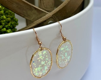 Sparkle earring iridescent resin jewelry unique earring minimalist bridesmaid gift handmade earring gift for her hypoallergenic earing resin