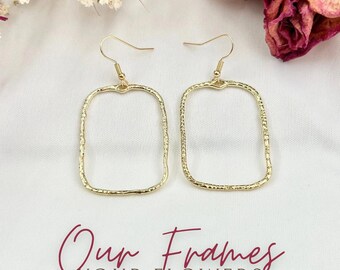 Gold Rectangle wedding and funeral flower memorial earrings keepsake jewelry wedding flower earrings sympathy loss of father gift