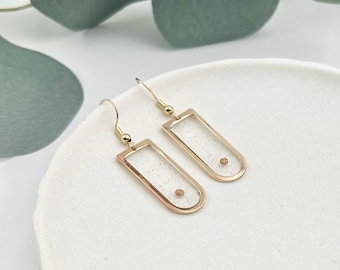 Pendiente de semilla de mostaza, joyería de fe, idea de regalo cristiano, regalo de San Valentín, inspiración bíblica, símbolo de esperanza, diseño de resina, forma de ventana, oro
