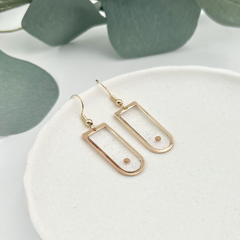 Mustard Seed Earrings Faith Jewelry Christian Gift Gold Frame Window Design Resin Crafted Biblical Symbol Handmade Religious Accessories Tiny Seed Faith Expression Spiritual Reminder Hope Symbol Lightweight Dangle Earrings Valentine Day