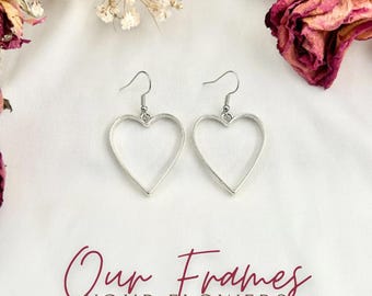 Silver Heart wedding and funeral flower memorial earrings keepsake jewelry wedding flower personalized earring  sympathy loss of father gift
