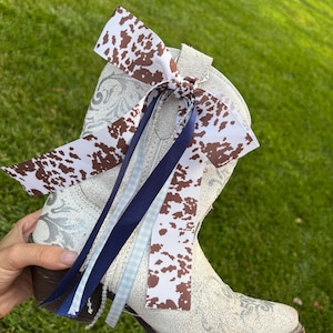 Boot Bow Set - cowgirl print + blue - country concert boot accessory - cowboy boots