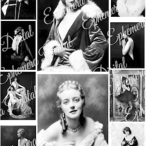 Kit digital Folhas de colagem Ziegfeld girl 30 imagens de alta qualidade para impressão