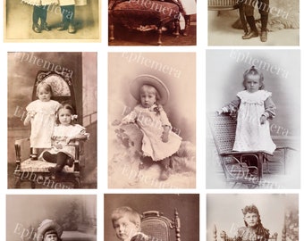 Printable Image, Digital kit, 18 images, Real photo,Viktorian, Edvardian children, Collage Sheet For Vintage Design, Scrapbooking, Decoupage