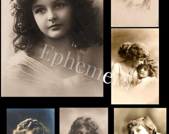Grete Reinwald, Edwardian Vintage Postcards Collage Sheet.  For Vintage Design,