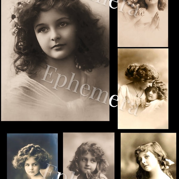 Grete Reinwald, Edwardian Vintage Postkarten Collage Bogen. Für Vintage-Design,