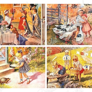 20 druckbare Vintage Karten 1900-1920 Klassische schwedische Malerei Jenny Nyström Süße Kinder