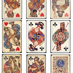 Immagine stampabile, Carte da gioco italiane vintage 1910, Rare, Foglio collage per design vintage, Scrapbooking, Decoupage