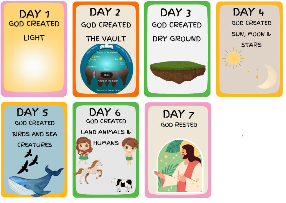 God Created The Earth In 7 Days Flashcard Etsy god-created-the-earth-in-7-days-flashcard-etsy
