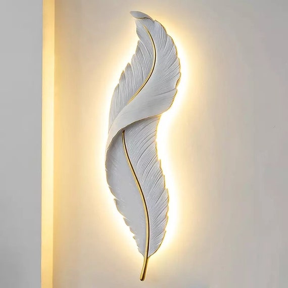 LED Feather Wall Lamp Modern Luxury Decor Etsy