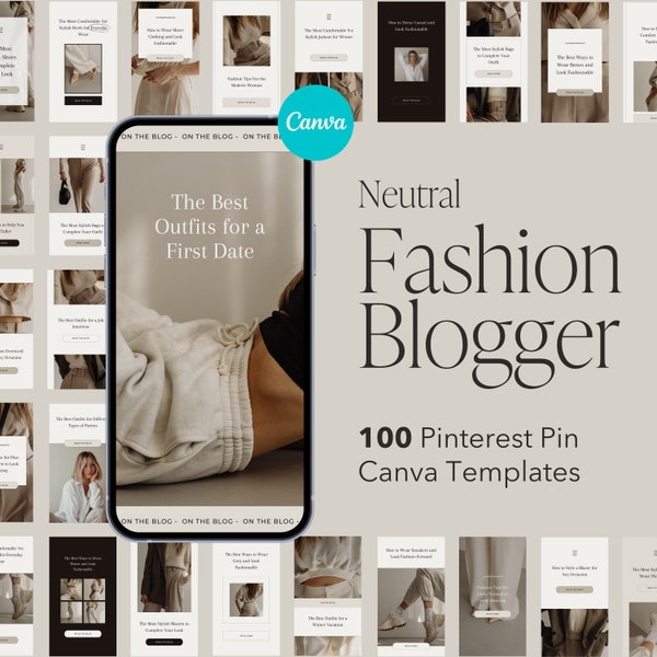 100 modèles de mode Pinterest Pin Canva, modèles Canva Pinterest, modèles de blog Pinterest Canva