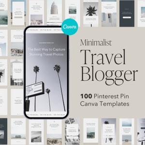 100 Travel Pinterest Pin Canva Templates, Canva Pinterest Templates, Pinterest Blog Templates Canva