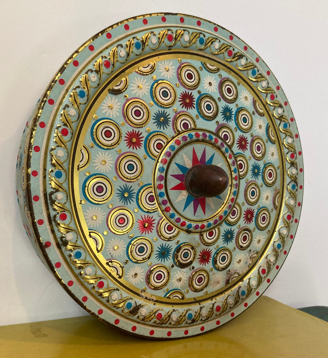 Vintage Decorative Tin/container Polka Dot Retro Whimsical Etsy