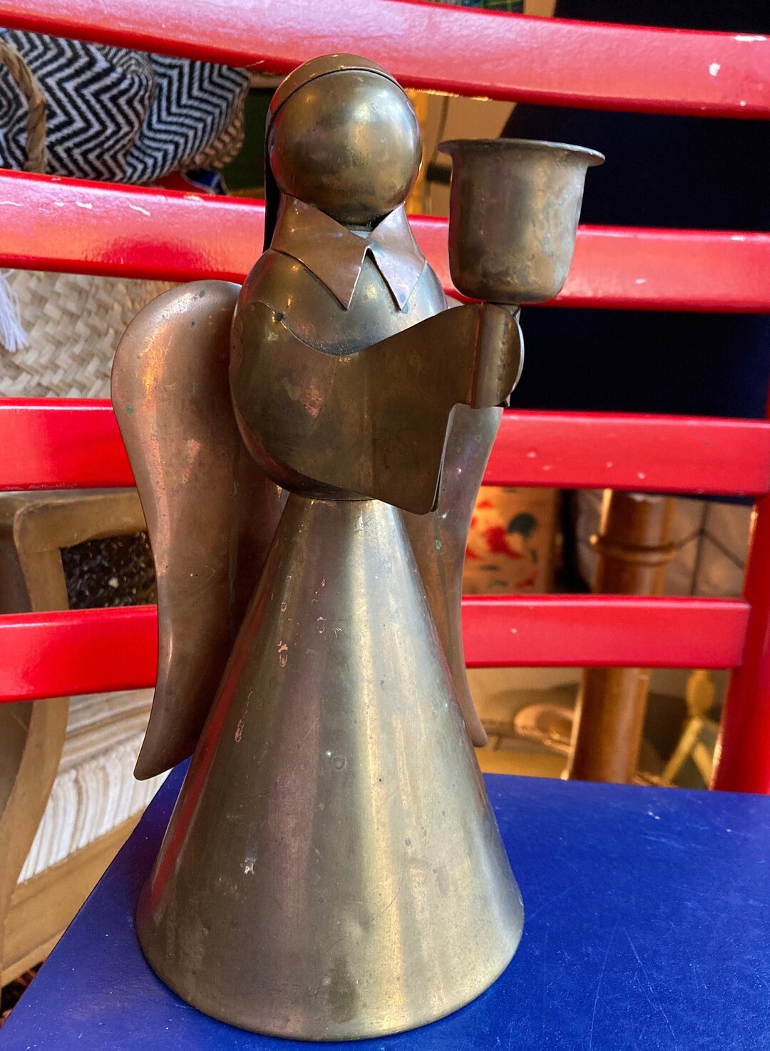 Vintage Brass Copper Angel Candle Holder Home Decor Figurine Etsy