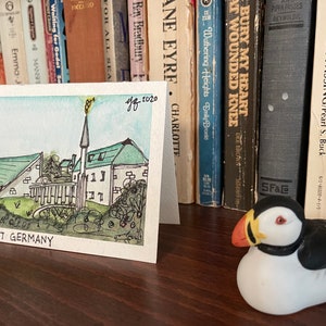 Frankfurt, Germany Temple Watercolor Greeting Card