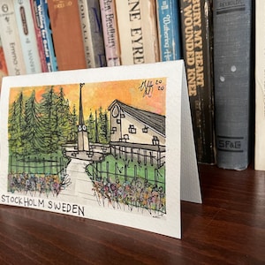 Stockholm, Sweden Temple Watercolor Greeting Card