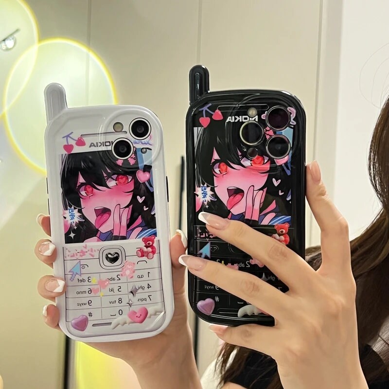 Aesthetic Anime Phone Case Girls Pink Blue Cover for iPhone  Etsy